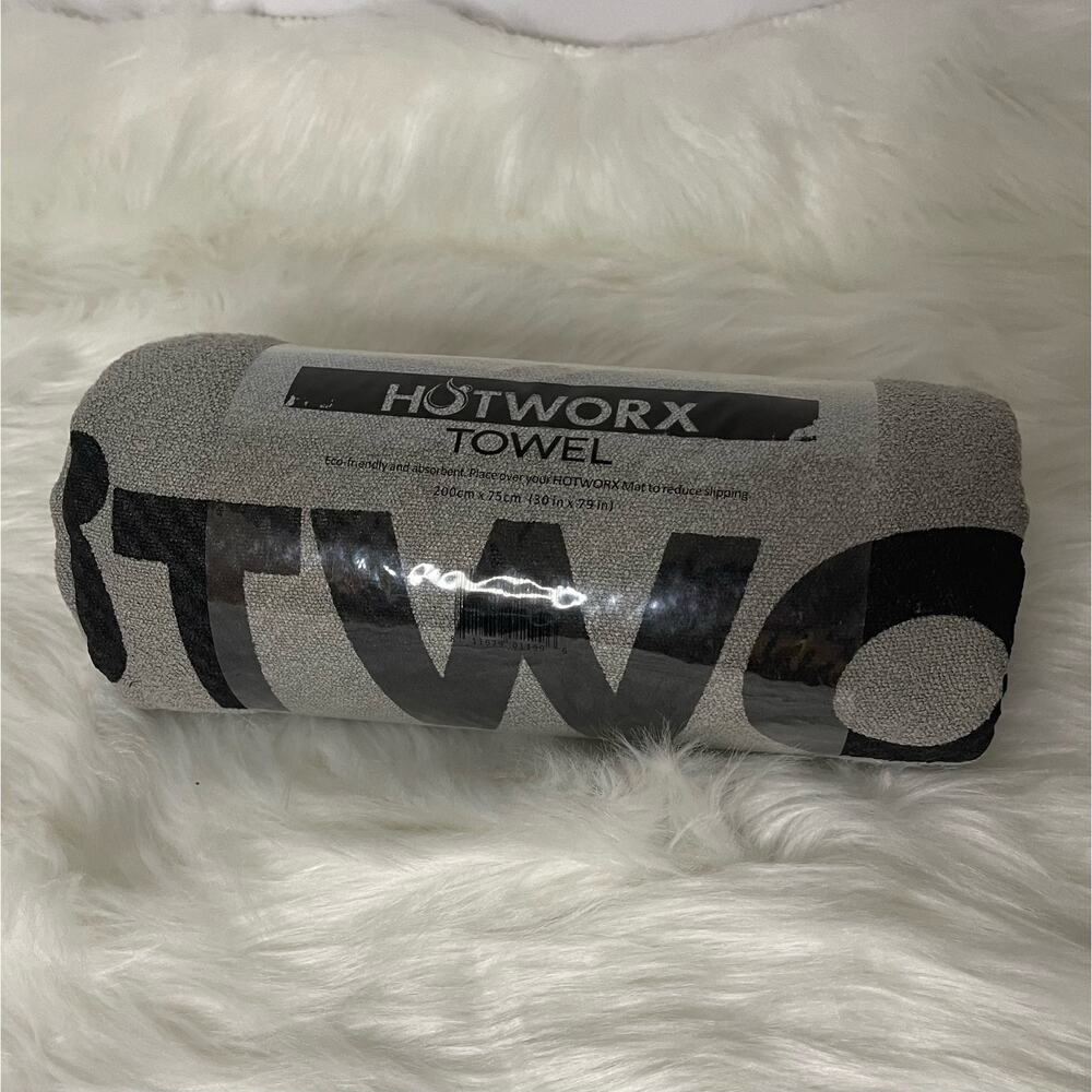 HOTWORX Non Slip Yoga Towel Gray Gripper Bottom Cloth 30" x 79" Mat Anti Slip
